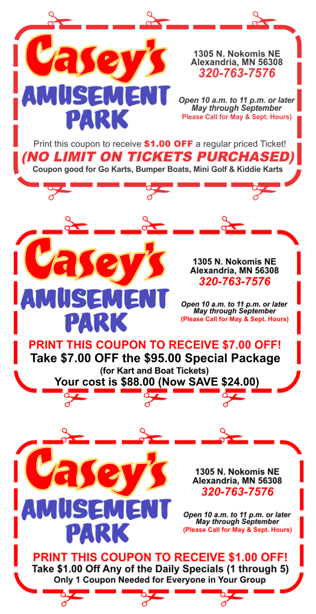 Casey's Amusement Park Discount Coupon